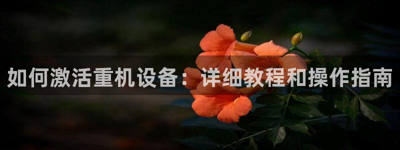 顺盈广场团购娱乐：如何激活重机设备：详细教程和操作指南