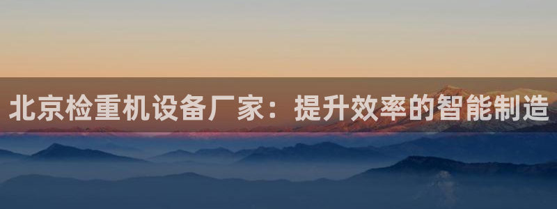 顺盈娱乐总代理是谁：北京检重机设备厂家：提升效率的智能制造